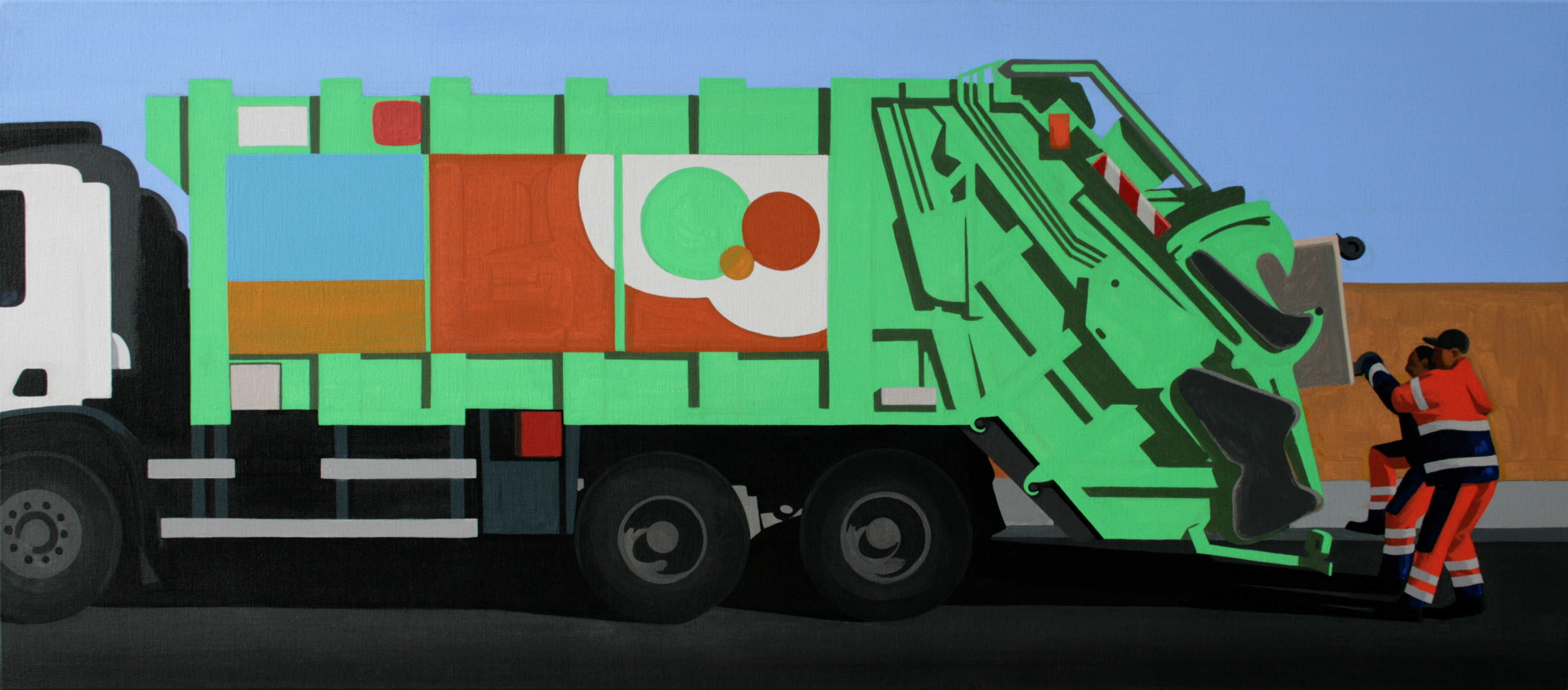 Garbagetruck 2012 Acrylic on Canvas 55 X 125
                cm/21,65 X 49,21 Inches